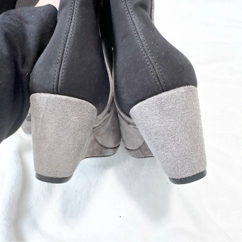 Vince Camuto Alexila knee high wedge boots. Grey suede stretch sides size 8.5 - Picture 4 of 6